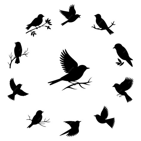 Black bird silhouette icon collection | Premium Vector