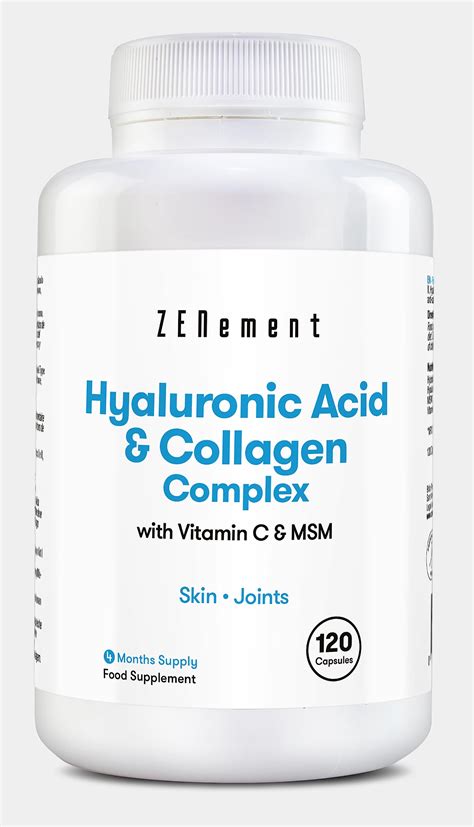 Collagen & Hyaluronic Acid with MSM, Vitamin C | 120 Capsules for Skin, Joints, Hair ...