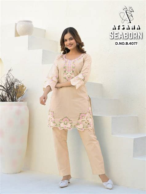 Afsana Seaborn Cotton Embroidered Co Ord Set Collection