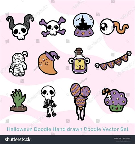Cute Doodle Halloween Vector Collection Stock Vector (Royalty Free ...