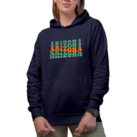 Arizona, US State Themed, Groovy Retro Wavy Text Merch Gift, Navy Blue ...