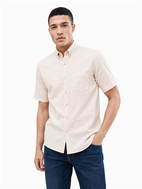 Buy Beige Herringbone Print Half Sleeve Shirt for Men | Semi-Formal | BROW