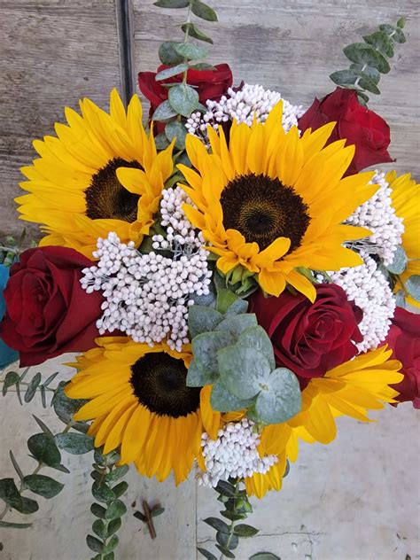 Sunflower And Rose Bouquet