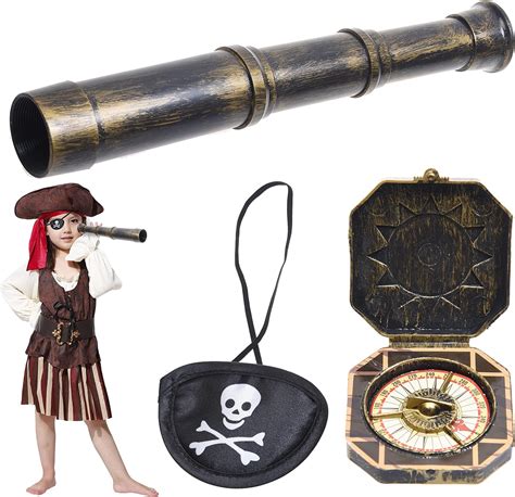 Buy Cosplay Telescope and Compass Prop with Pirate Themed Eye Patch ...
