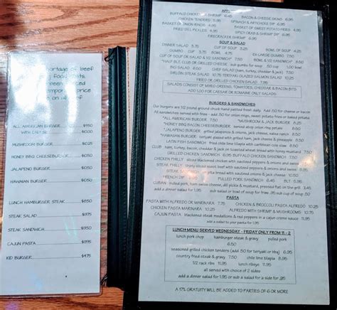 Menu at Junkyard Dog Steakhouse, Hohenwald