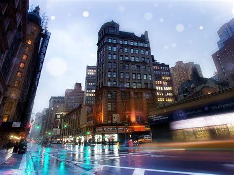 Download wallpaper 1280x960 street, night, overcast, buildings, traffic ...