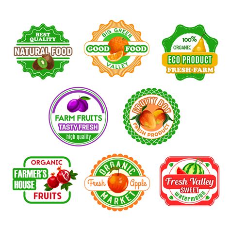 Fruit labels for eco farm food and juice design 13061377 Vector Art at ...