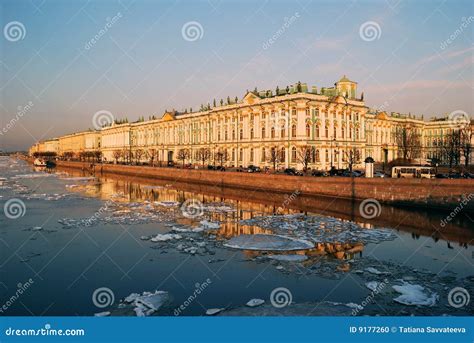 Palace Embankment at Sunset. Saint-Petersburg Stock Photo - Image of ...