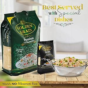 GOLDEN GRAIN Premium Basmati Rice 5Kg + Silver Platinum 1Kg | Extra ...