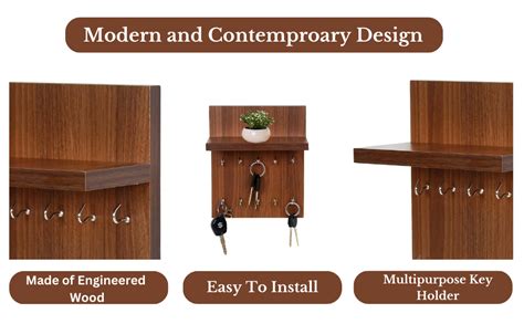 amaflip Aldo Engineered Wood Wall Mounted Key Holder Stand with Shelf ...