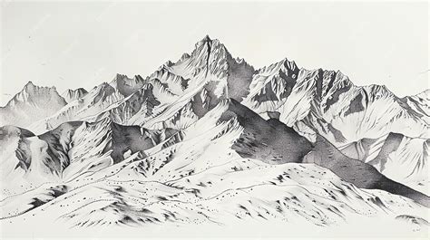 Premium Photo | A detailed pencil drawing of a mountain range