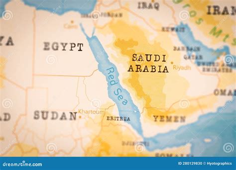 The Realistic Map of Red Sea. Stock Illustration - Illustration of ...