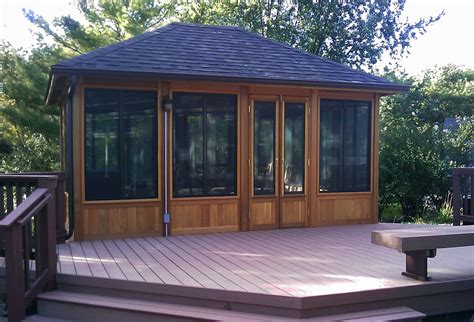 Square Screened Gazebo on Deck