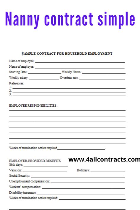 Nanny Agreement Template - Content Calendar Template