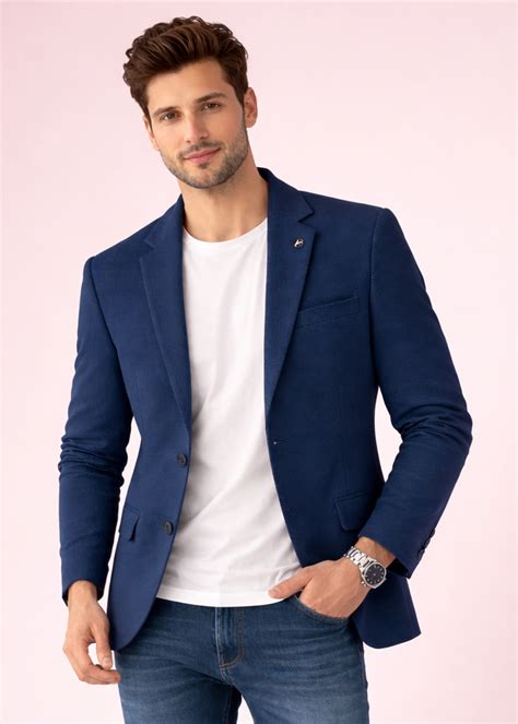 Men’s Premium Navy Blue Cotray Fabric Casual Blazer – House of ...