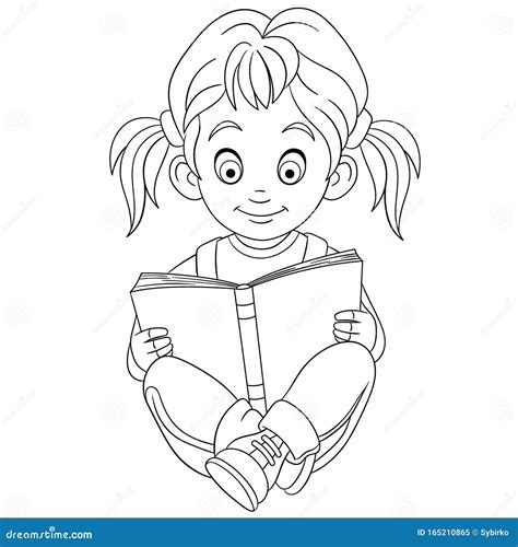 Girl Reading Coloring Pages