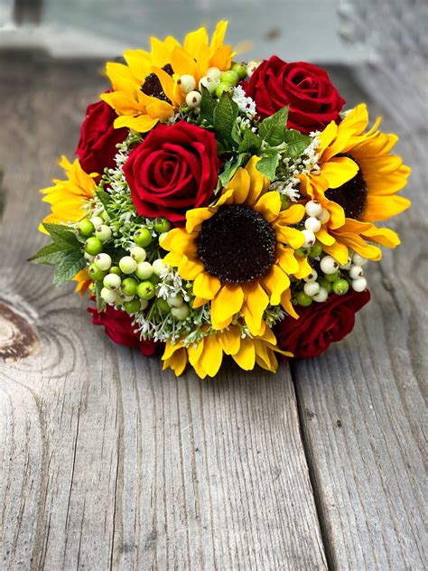 Sunflower Bouquet, Sunflower Rose Bouquet, Red Rose Bouquet, Sunflower ...