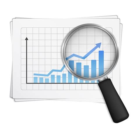 Magnifying glass showing rising bar graph vector eps10 illustration ...