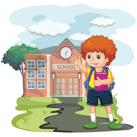 Cute cartoon boy going to school with her backpack vector illustration 20240658 Vector Art at ...