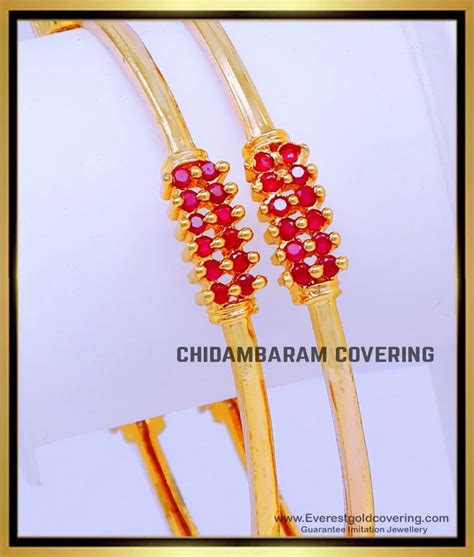 Buy Gold Plated Daily Use Ruby Stone Bangles Gold Design