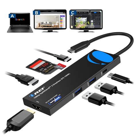 OREI SplitExtend Laptop Docking Station 4K Dual Monitor - 2X USB 3.0 ...