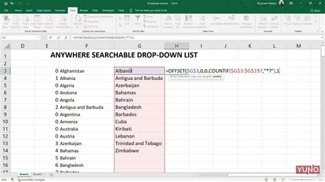 Excel Examples: Multiple Searchable Dropdown List - Yuno Learning