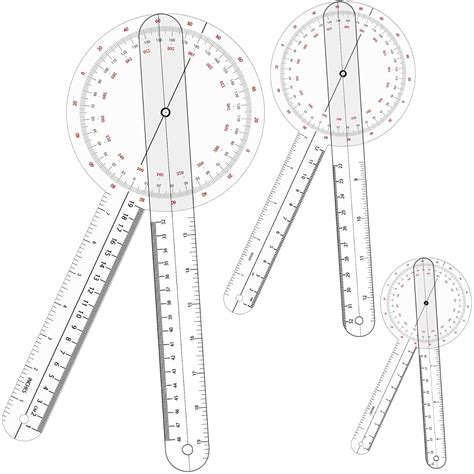 Buy PAGOW 3 Pcs Goniometer Set, 360 Degree Plastic Angle Protractor ...