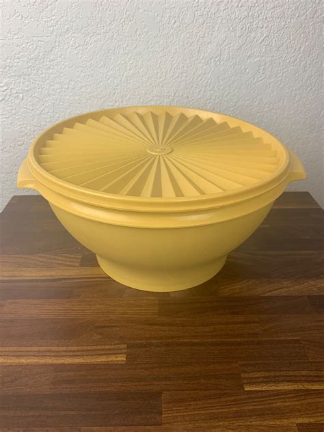 Vintage Tupperware Large Yellow Bowl - Etsy