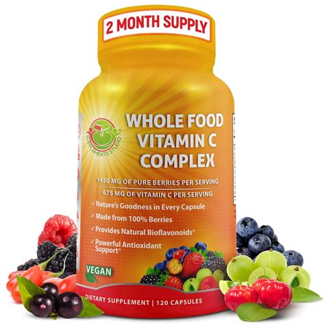 Whole Food Vitamin C Complex - 1450mg Organic Berries - 675 mg Vitamin C per Serving, High ...