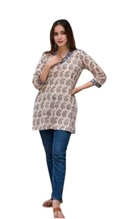 Buy Atithi Swag New Women's Cotton Printed Short Kurta with Floral ...