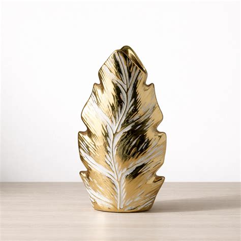Gold Leaf Ceramic Decorative Vase – Dekomart.in
