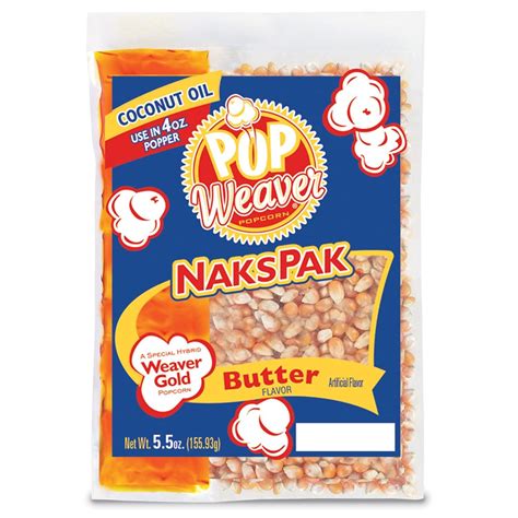 Pop Weaver Naks Pak - 5.5oz Butter Flavored Coconut Oil and Popcorn ...