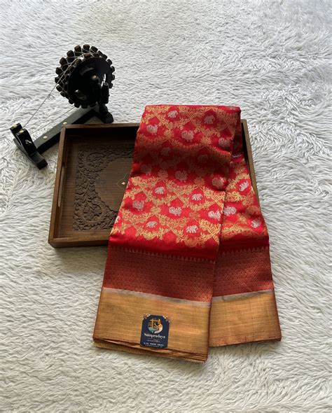 Pure Chanderi Silk Saree Rose Red Color Paired with a Zari Border ...