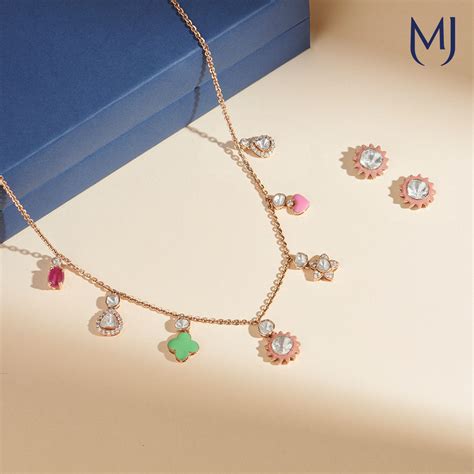 Buy 14 Kt Painted Polki Charms Necklace Online | 14 Kt Painted Polki ...