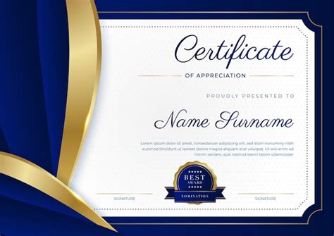 Modèle de certificat bleu moderne et bordure pour l'obtention du ...