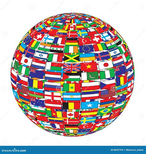 Country flags on ball stock vector. Illustration of circle - 8602793