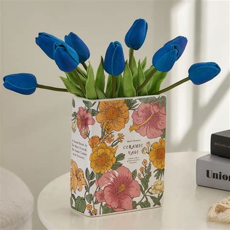 Amazon.com: FJS Book Vase Modern Book Shaped Ceramic Vases for Flowers, Table Centerpieces Vases ...