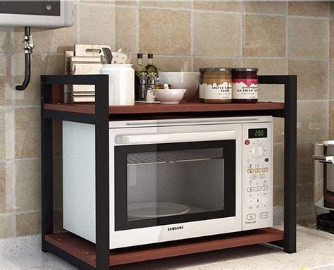 Wooden Foldable Microwave Oven Stand For Kitchen Multi-Function Storag ...