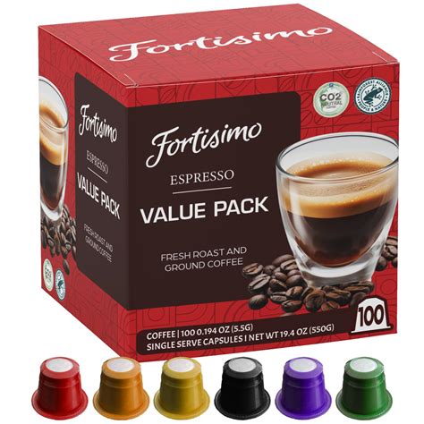 Fortisimo Espresso Pods Variety Pack 100 Count Espresso Capsules ...