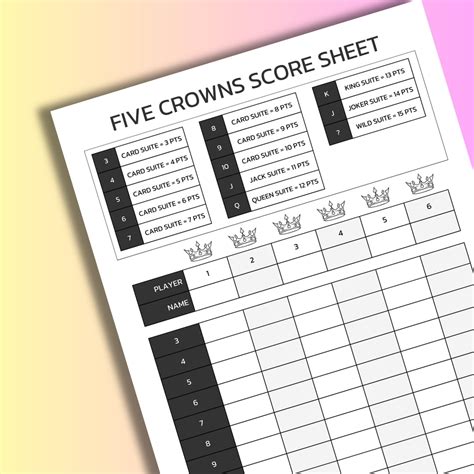 5 Crowns Score Sheet Printable - Printable Free Templates