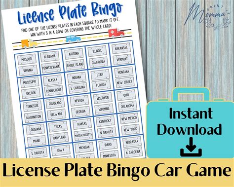 License Plate Bingo Car Game Printable | Bingo Travel Activity Digital ...