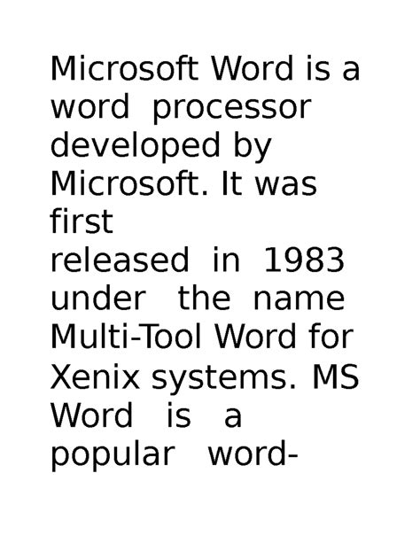 MS Word Overview: Features, History, and Document Creation Tools - Studocu