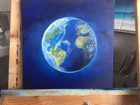 Earth globe painting planet outer space palette knife climate change textured painting video ...