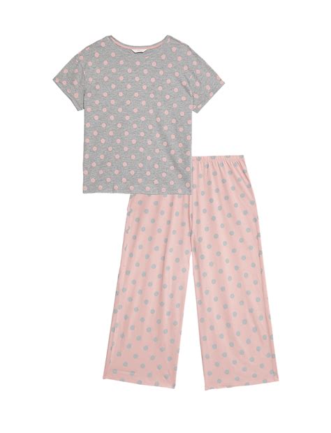 Buy Cotton Rich Crop Leg Pyjama Set at Marks & Spencer
