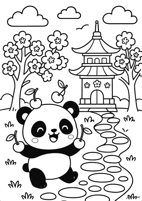 Juggling panda - Panda Coloring Pages