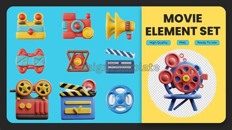 Film Industry Icons 3D Elements Pack | Images