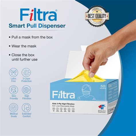 Yellow 3-Ply Ear Loop Kids Mask | High Filtration | 50 Masks – FILTRA ...