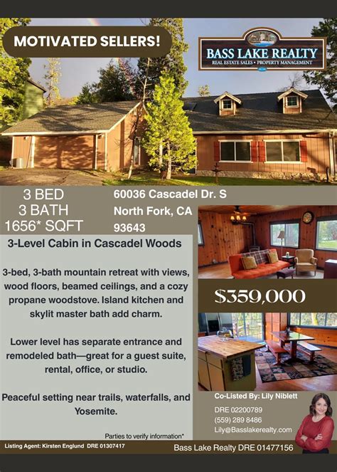 60036 CASCADEL DRIVE NORTH FORK HOME FOR SALE * Bass Lake Realty