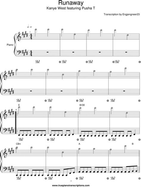 Runaway Kanye West (Ramin Djawadi) Arr. by Alex Patience Sheet music ...