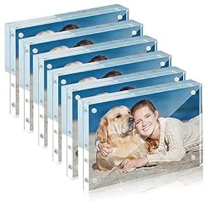 TWING 6 Pack Picture Frames Acrylic 4 x 6, Horizontal Magnet Frame ...